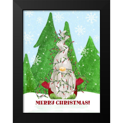 Gnome for Christmas portrait blue III-Lights Black Modern Wood Framed Art Print by Reed, Tara