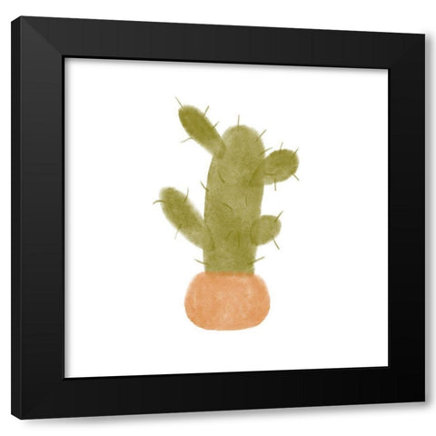 Watercolor Cactus IV Black Modern Wood Framed Art Print with Double Matting by Bannarot