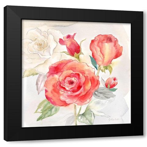 Garden Roses I Black Modern Wood Framed Art Print with Double Matting by Coulter, Cynthia