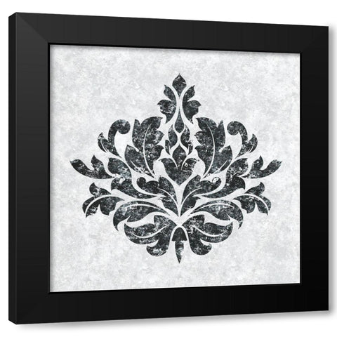 Textured Damask I on white Black Modern Wood Framed Art Print with Double Matting by Lee C