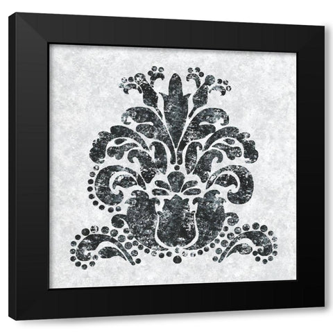 Textured Damask II on white Black Modern Wood Framed Art Print by Lee C