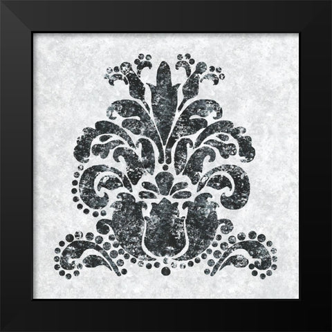 Textured Damask II on white Black Modern Wood Framed Art Print by Lee C