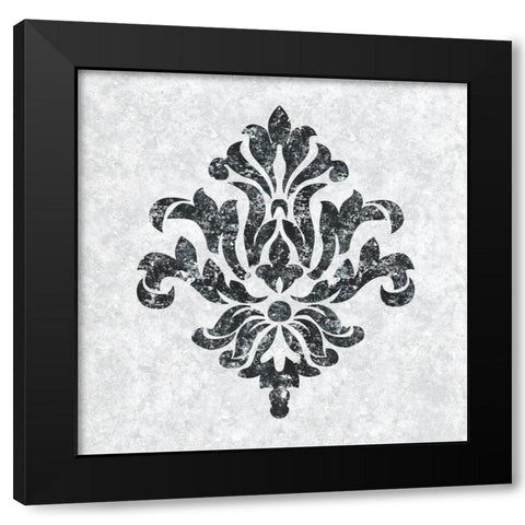 Textured Damask III on white Black Modern Wood Framed Art Print with Double Matting by Lee C