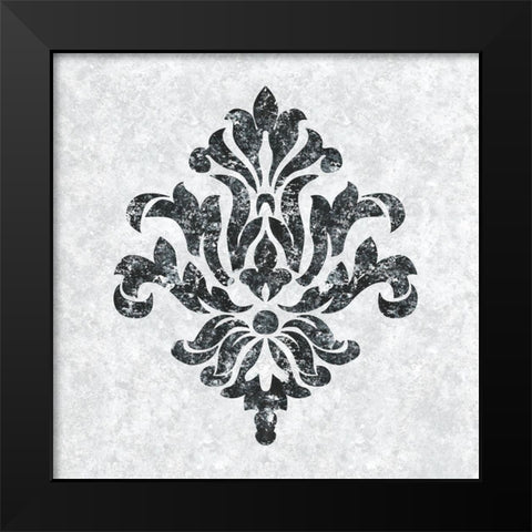 Textured Damask III on white Black Modern Wood Framed Art Print by Lee C