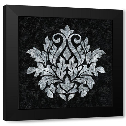 Textured Damask I on black Black Modern Wood Framed Art Print by Lee C