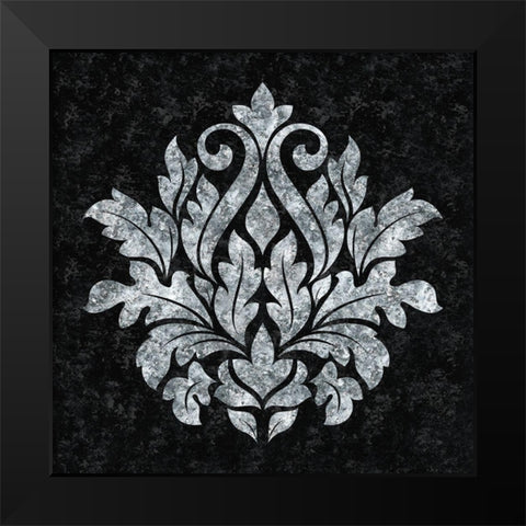 Textured Damask I on black Black Modern Wood Framed Art Print by Lee C