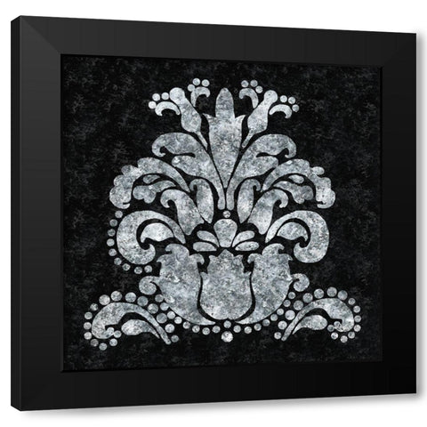 Textured Damask II on black Black Modern Wood Framed Art Print by Lee C
