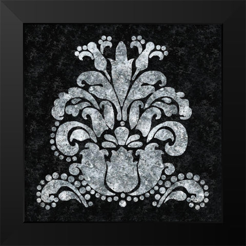 Textured Damask II on black Black Modern Wood Framed Art Print by Lee C