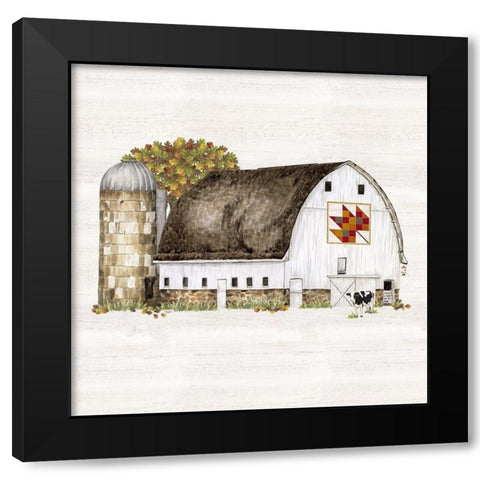 Fall Barn Quilt II Black Modern Wood Framed Art Print by Reed, Tara