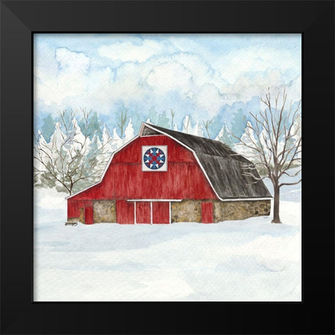 Winter Barn Quilt IV Black Modern Wood Framed Art Print by Reed, Tara