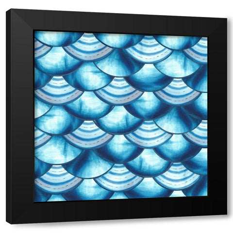 Chinoiserie Abstract Fish Scales I Black Modern Wood Framed Art Print with Double Matting by Tre Sorelle Studios