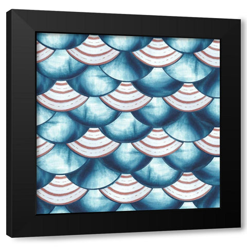 Chinoiserie Abstract Fish Scales II Black Modern Wood Framed Art Print by Tre Sorelle Studios