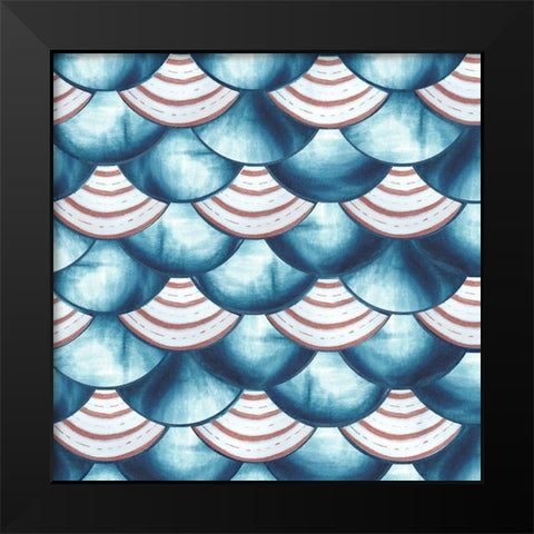 Chinoiserie Abstract Fish Scales II Black Modern Wood Framed Art Print by Tre Sorelle Studios