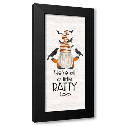 Gnomes of Halloween vertical I-Batty Black Modern Wood Framed Art Print by Reed, Tara