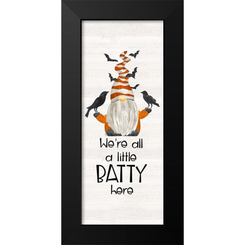 Gnomes of Halloween vertical I-Batty Black Modern Wood Framed Art Print by Reed, Tara