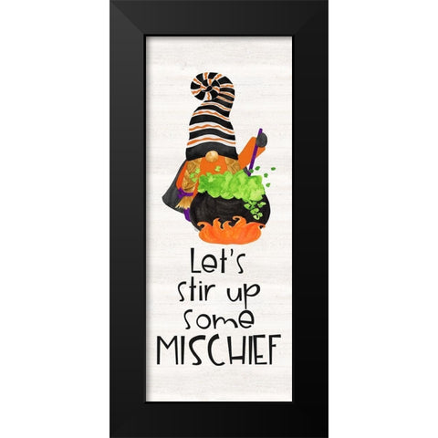 Gnomes of Halloween vertical II-Mischief Black Modern Wood Framed Art Print by Reed, Tara