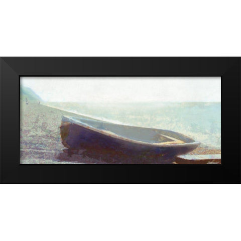 The  Blue Boat Black Modern Wood Framed Art Print by Bay, Noah