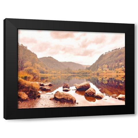 Lakeside  in Autumn Black Modern Wood Framed Art Print with Double Matting by Grafitee Studios