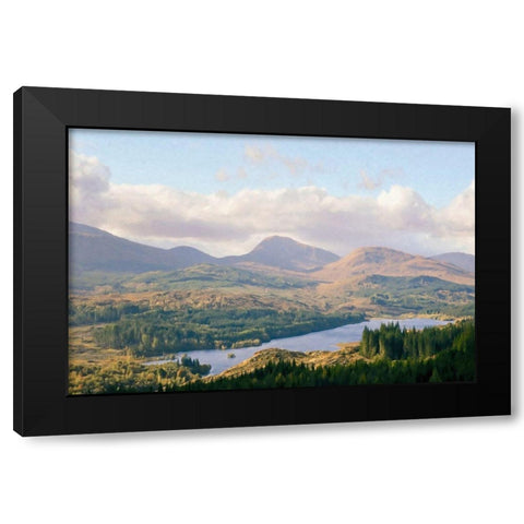 Overlook  of the Loche Black Modern Wood Framed Art Print with Double Matting by Grafitee Studios