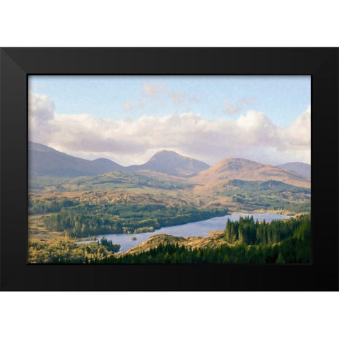 Overlook  of the Loche Black Modern Wood Framed Art Print by Grafitee Studios