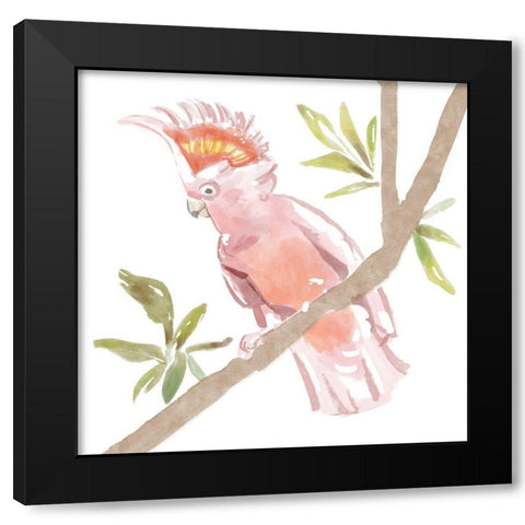 Tropical  Cockatoo Black Modern Wood Framed Art Print by Bannarot
