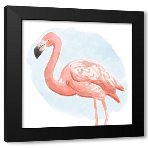 Tropical  Flamingo I Black Modern Wood Framed Art Print by Bannarot