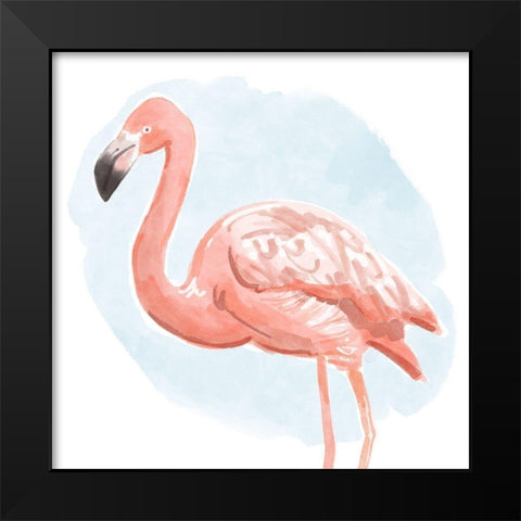 Tropical  Flamingo I Black Modern Wood Framed Art Print by Bannarot