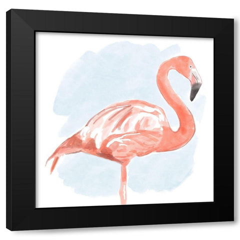 Tropical  Flamingo II Black Modern Wood Framed Art Print with Double Matting by Bannarot