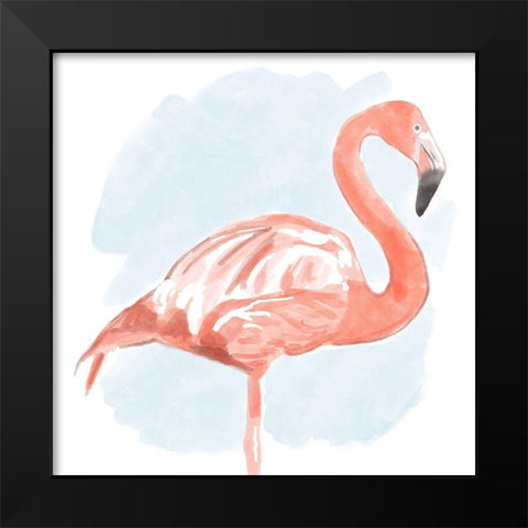 Tropical  Flamingo II Black Modern Wood Framed Art Print by Bannarot