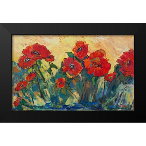 Flamboyant Poppies Black Modern Wood Framed Art Print by Fine, Alexi