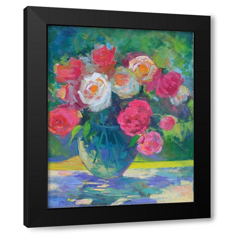 Pretty Petals Black Modern Wood Framed Art Print by Fine, Alexi