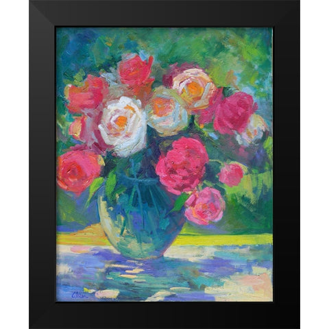 Pretty Petals Black Modern Wood Framed Art Print by Fine, Alexi
