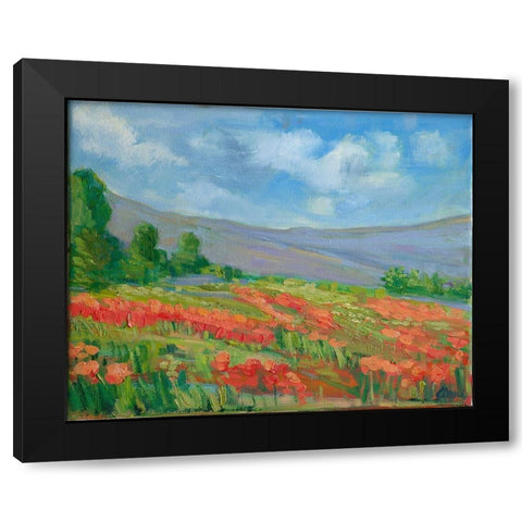 Field of Living Coral Black Modern Wood Framed Art Print by Fine, Alexi