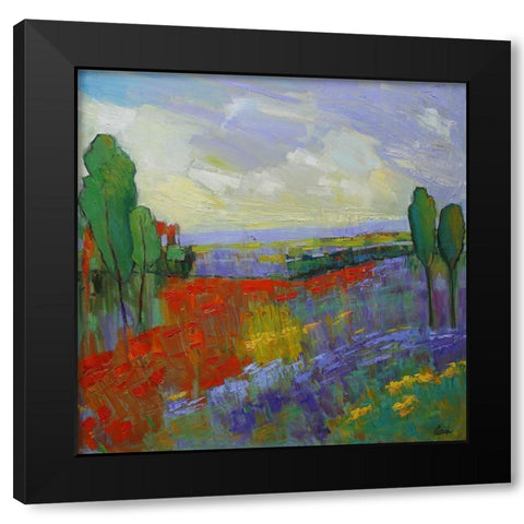 Poppy Field Valley Black Modern Wood Framed Art Print by Fine, Alexi
