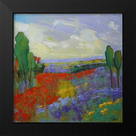 Poppy Field Valley Black Modern Wood Framed Art Print by Fine, Alexi