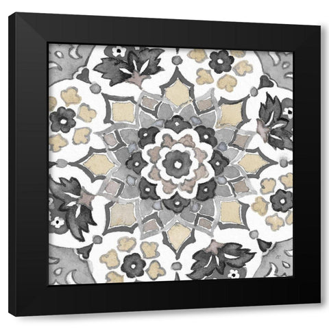 Turkish  Tile Neutral II Black Modern Wood Framed Art Print with Double Matting by Coulter, Cynthia