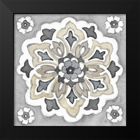 Turkish  Tile Neutral IV Black Modern Wood Framed Art Print by Coulter, Cynthia