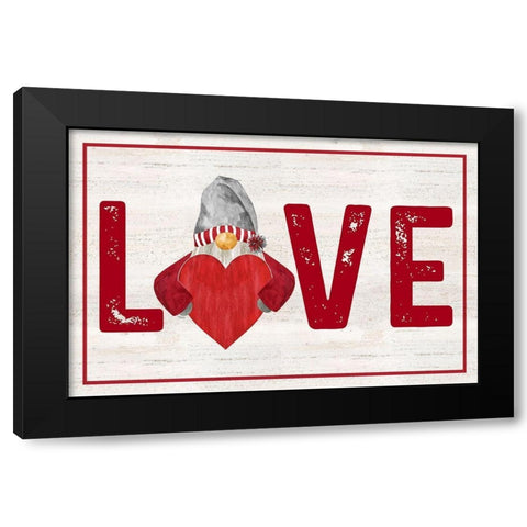 Valentine Gnomes landscape-Love Black Modern Wood Framed Art Print by Reed, Tara