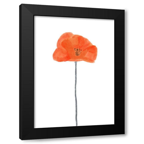 Solo  Poppy Red II Black Modern Wood Framed Art Print with Double Matting by Bannarot