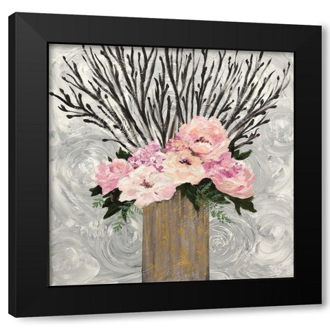 Twiggy  Floral Arrangement Black Modern Wood Framed Art Print by Lee C