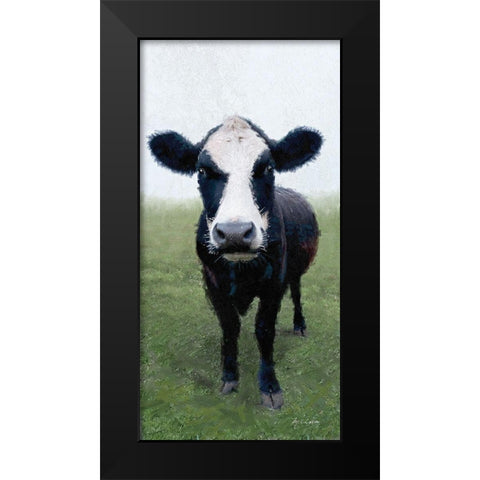 Funky  Cow I Black Modern Wood Framed Art Print by Cusson, Marie Elaine