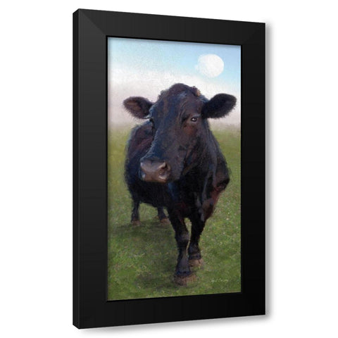 Funky  Cow II Black Modern Wood Framed Art Print with Double Matting by Cusson, Marie Elaine