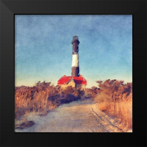 Fire  Island Light Black Modern Wood Framed Art Print by Bay, Noah