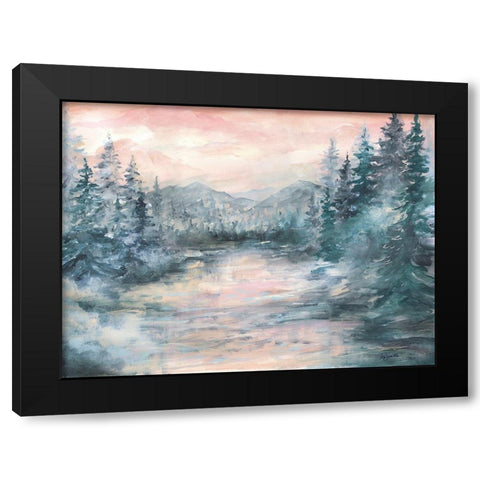 Morning  Mist at Pine Lake Black Modern Wood Framed Art Print with Double Matting by Tre Sorelle Studios