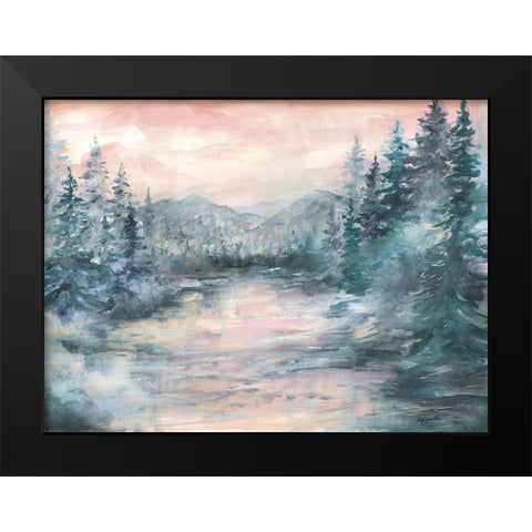 Morning  Mist at Pine Lake Black Modern Wood Framed Art Print by Tre Sorelle Studios