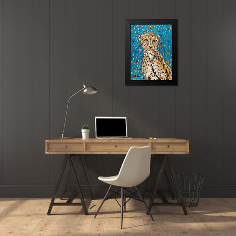 Queen Cheetah Black Modern Wood Framed Art Print by Augustine, Jodi