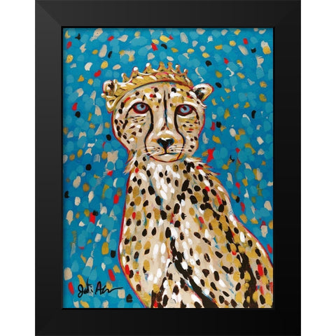 Queen Cheetah Black Modern Wood Framed Art Print by Augustine, Jodi