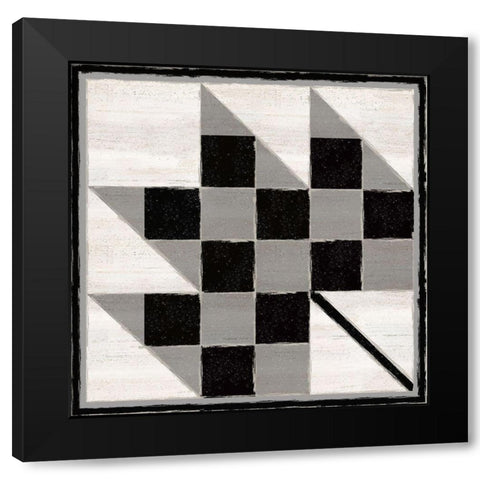 Black  and White Quilt Block VI Black Modern Wood Framed Art Print with Double Matting by Reed, Tara
