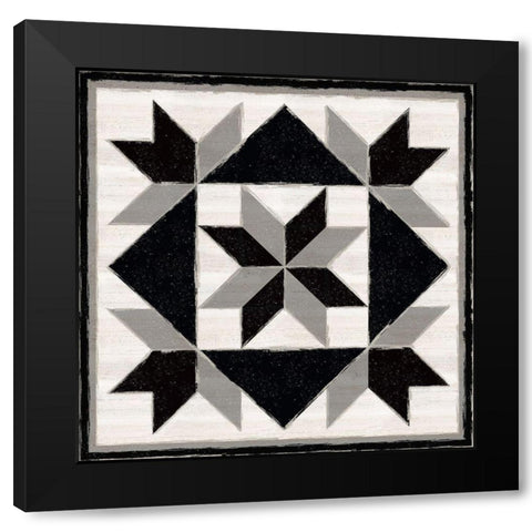 Black  and White Quilt Block IX Black Modern Wood Framed Art Print with Double Matting by Reed, Tara