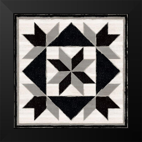 Black  and White Quilt Block IX Black Modern Wood Framed Art Print by Reed, Tara